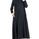 Colorblock Hem Flared Everyday Wear Abaya Dress - EastEssence.com