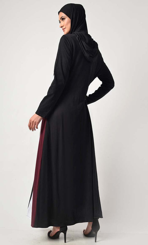 Colorblocked Everyday Jersey Abaya With Pockets - Final Sale - EastEssence.com