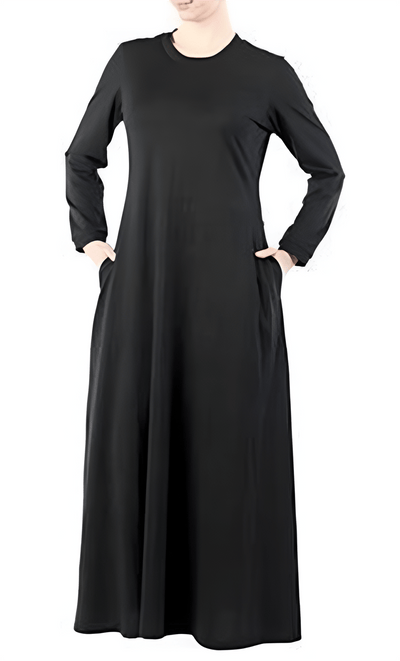 Comfortable Black T-Shirt Abaya Dress - EastEssence.com