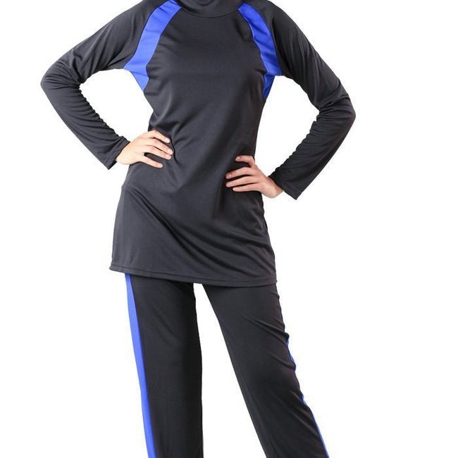 Contrast Color Detail Swimwear Burkini And Pants Set - EastEssence.com