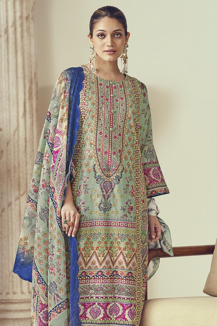 Contrast Color Printed Cotton A line Kurta Pant Set - EastEssence.com