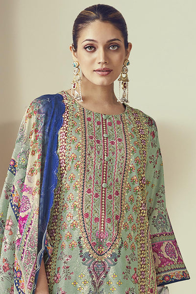 Contrast Color Printed Cotton A line Kurta Pant Set - EastEssence.com