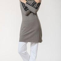 Contrast Color Striped Accents Detail Tee Shirt Style Tunic - EastEssence.com