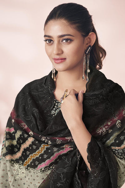 Contrast Printed Cotton Kameez Set with Pants & Dupatta - EastEssence.com