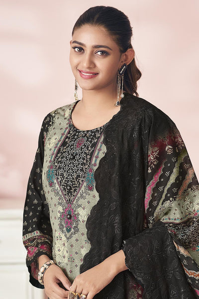 Contrast Printed Cotton Kameez Set with Pants & Dupatta - EastEssence.com