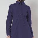 Cotton Button School Uniform Tunic for Women-Navy - EastEssence.com