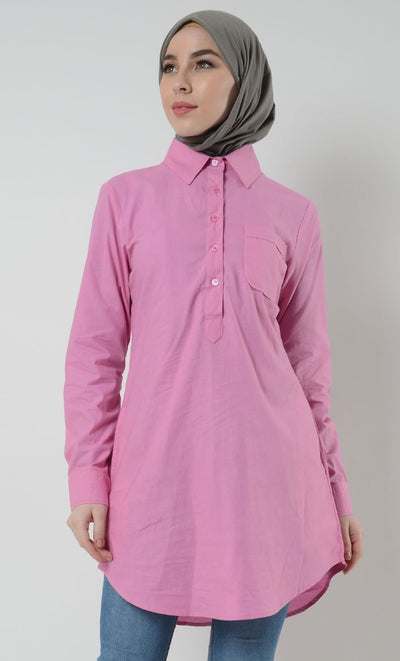 Cotton Button School Uniform Tunic - Navy - EastEssence.com
