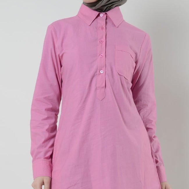Cotton Button School Uniform Tunic - WOMEN