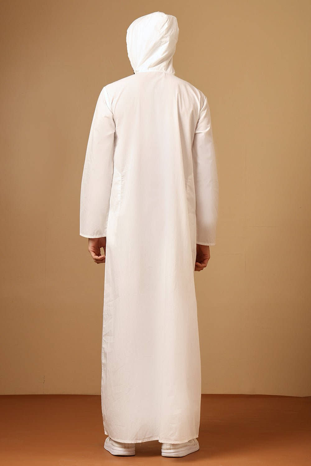Cotton Poplin Hooded Thobe with Full Sleeves & Side Pockets - EastEssence.com