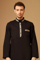 Cotton Poplin Mandarin Collar Button Front Thobe - EastEssence.com