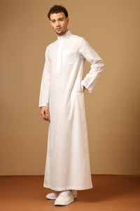 Cotton Poplin Pathani Kurta Pant Set with Collared Neck - EastEssence.com