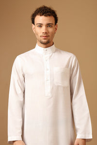 Cotton Poplin Pathani Kurta Pant Set with Collared Neck - EastEssence.com