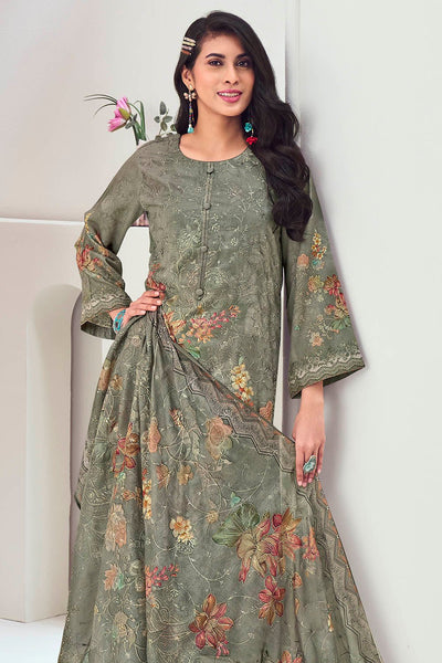 Cotton Printed A - Line Pant Kameez Set with Dupatta - EastEssence.com