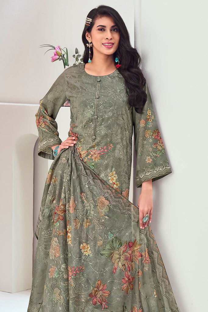 Cotton Printed A - Line Pant Kameez Set with Dupatta - EastEssence.com