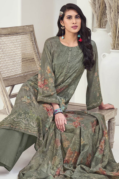 Cotton Printed A - Line Pant Kameez Set with Dupatta - EastEssence.com