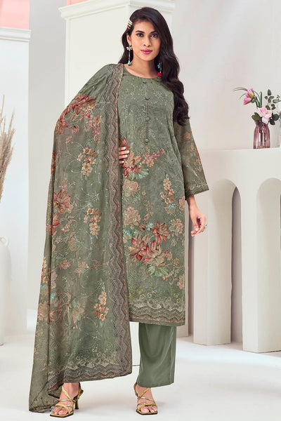 Cotton Printed A - Line Pant Kameez Set with Dupatta - EastEssence.com