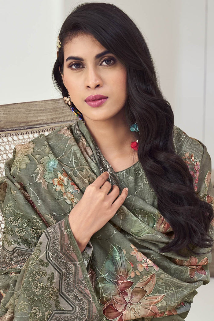 Cotton Printed A - Line Pant Kameez Set with Dupatta - EastEssence.com