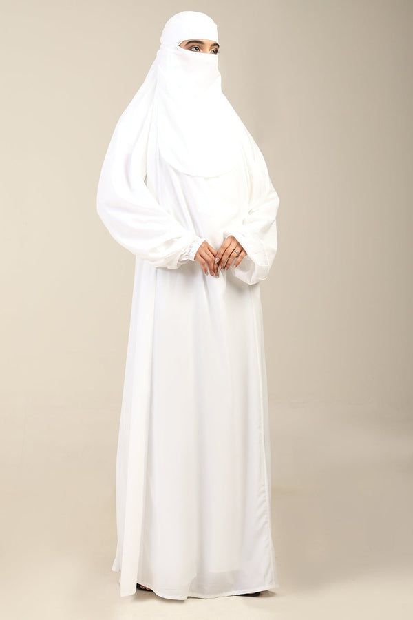 Crepe 3 - Piece Burka Set with Separate Nose Piece & Cape Sleeves - EastEssence.com