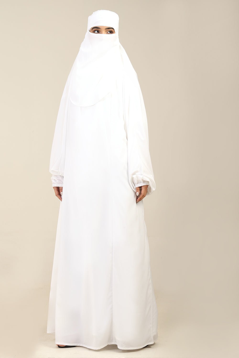 Crepe 3 - Piece Burka Set with Separate Nose Piece & Cape Sleeves - EastEssence.com