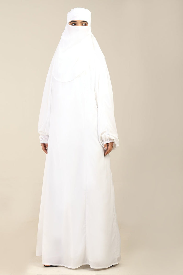 Crepe 3-Piece Burka Set with Separate Nose Piece & Cape Sleeves