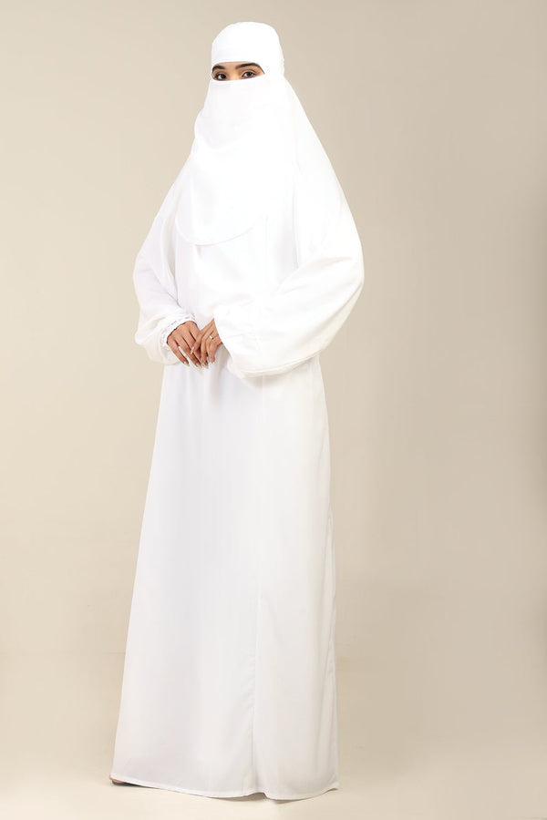 Crepe 3 - Piece Burka Set with Separate Nose Piece & Cape Sleeves - EastEssence.com