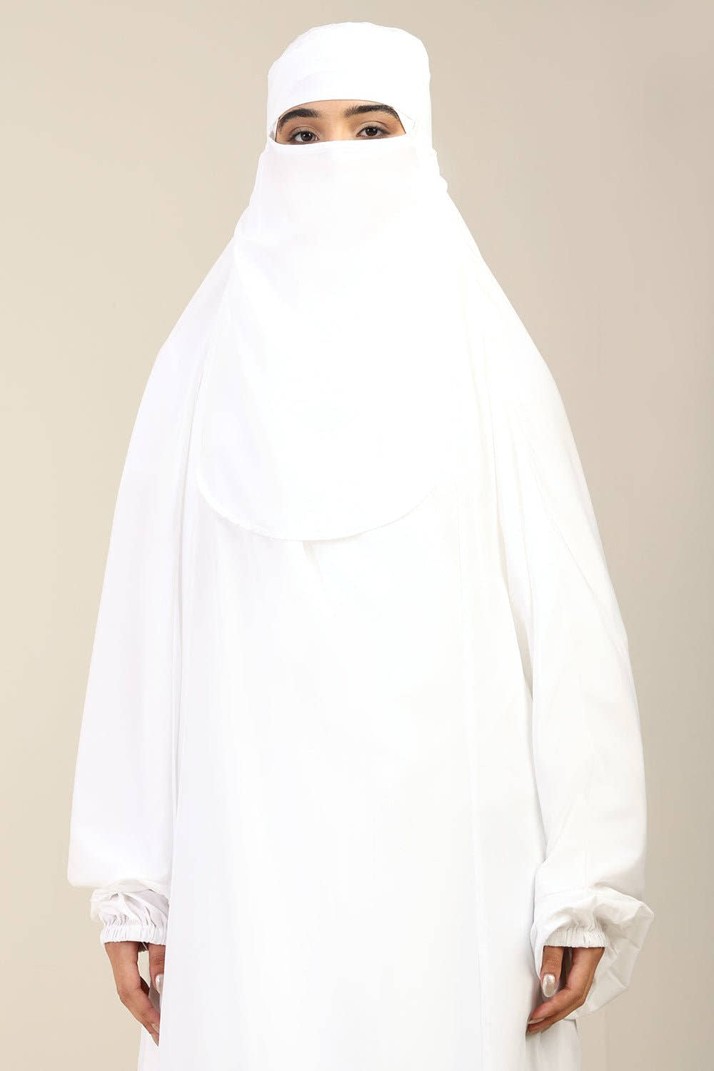 Crepe 3 - Piece Burka Set with Separate Nose Piece & Cape Sleeves - EastEssence.com