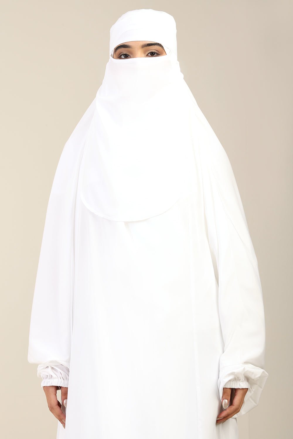 Crepe 3 - Piece Burka Set with Separate Nose Piece & Cape Sleeves - EastEssence.com