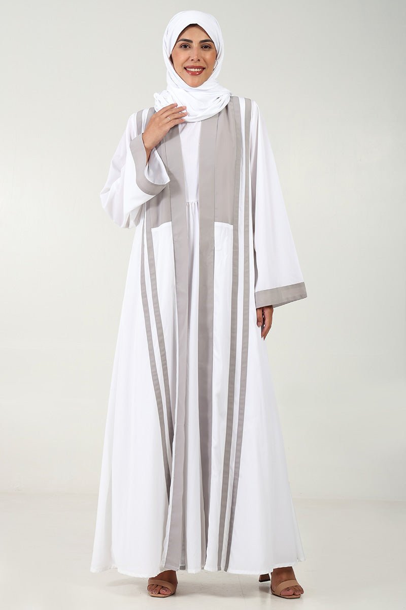 Crepe Abaya Set ??Contrast Shrug, Sleeveless Inner - EastEssence.com