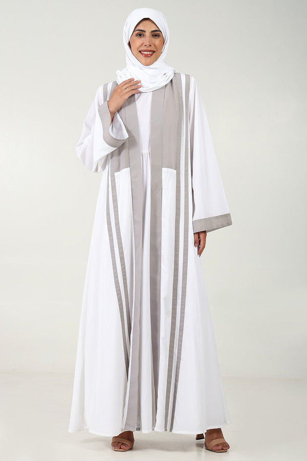 Crepe Abaya Set ??Contrast Shrug, Sleeveless Inner - EastEssence.com