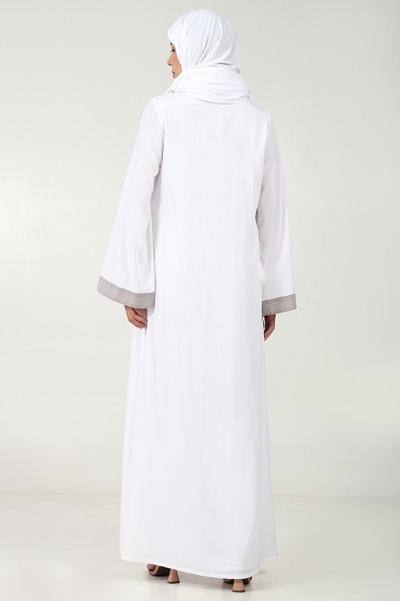 Crepe Abaya Set ??Contrast Shrug, Sleeveless Inner - EastEssence.com