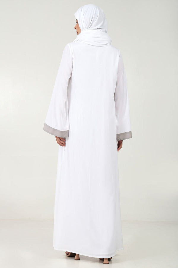 Crepe Abaya Set ??Contrast Shrug, Sleeveless Inner - EastEssence.com