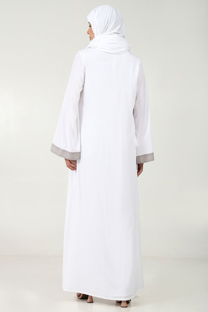 Crepe Abaya Set – Contrast Shrug, Sleeveless Inner - EastEssence.com