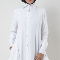 Crepe Button Down School Uniform Tunic - EastEssence.com