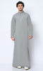 Cultural Heritage: Men's Grey Thobe with Beautiful Arabic Embroidery