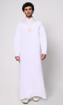 Cultural Heritage: Men's White Thobe with Beautiful Arabic Embroidery - EastEssence.com
