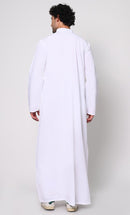 Cultural Heritage: Men's White Thobe with Beautiful Arabic Embroidery - EastEssence.com