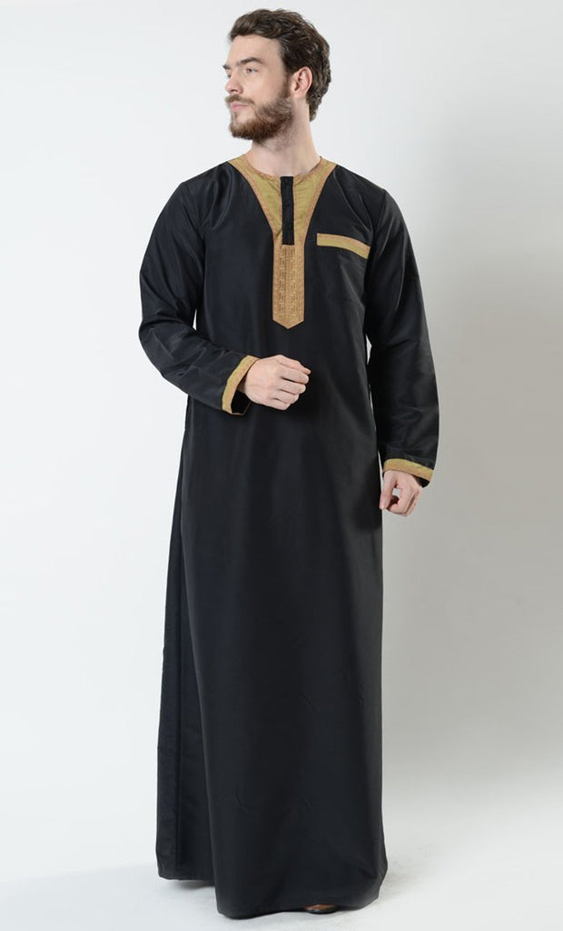 David Men's Moroccan Gold Embroidered Thobe - Final Sale - EastEssence.com