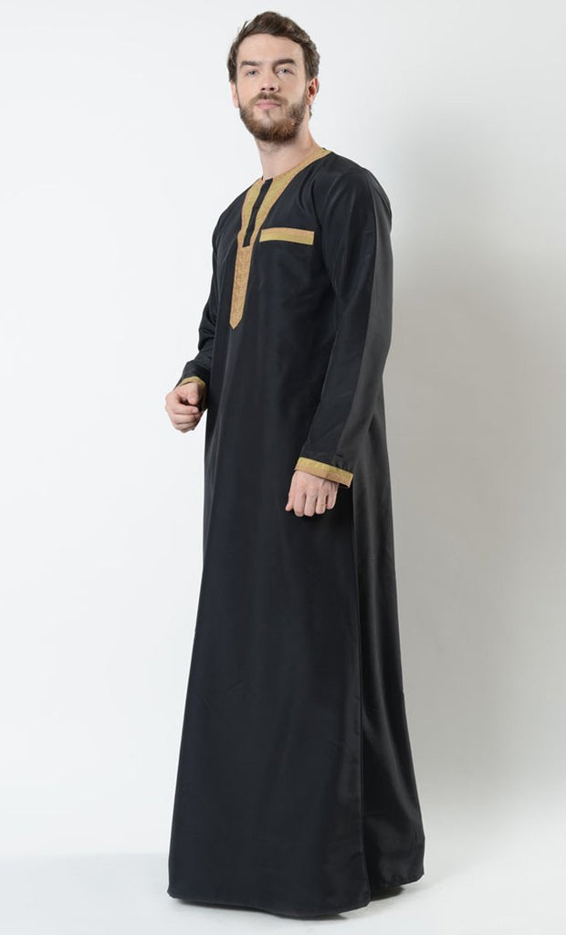 David Men's Moroccan Gold Embroidered Thobe - Final Sale - EastEssence.com