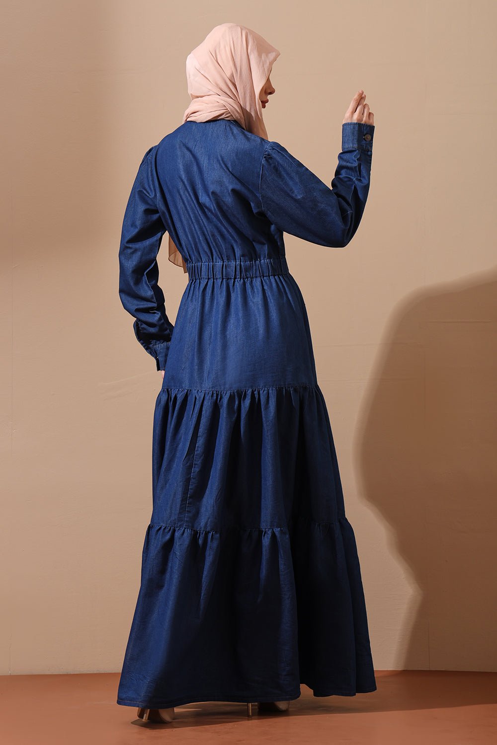 Denim Abaya Dress with Front Utility Pockets - EastEssence.com