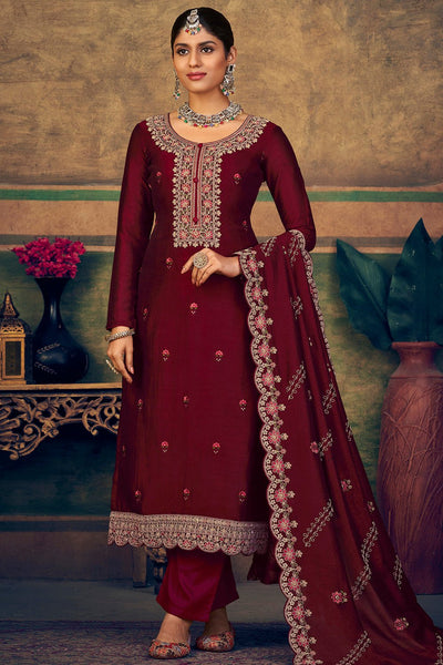 Designer Embroidered Silk Kurta Pant Set - EastEssence.com