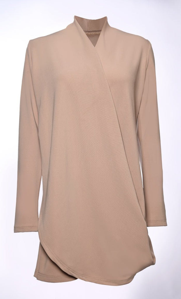 Draped in Style: Fashion - Forward Beige Tunic - Final Sale - EastEssence.com