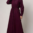 Drawstring Detail Everyday Wear Shirt Style Abaya Dress - EastEssence.com