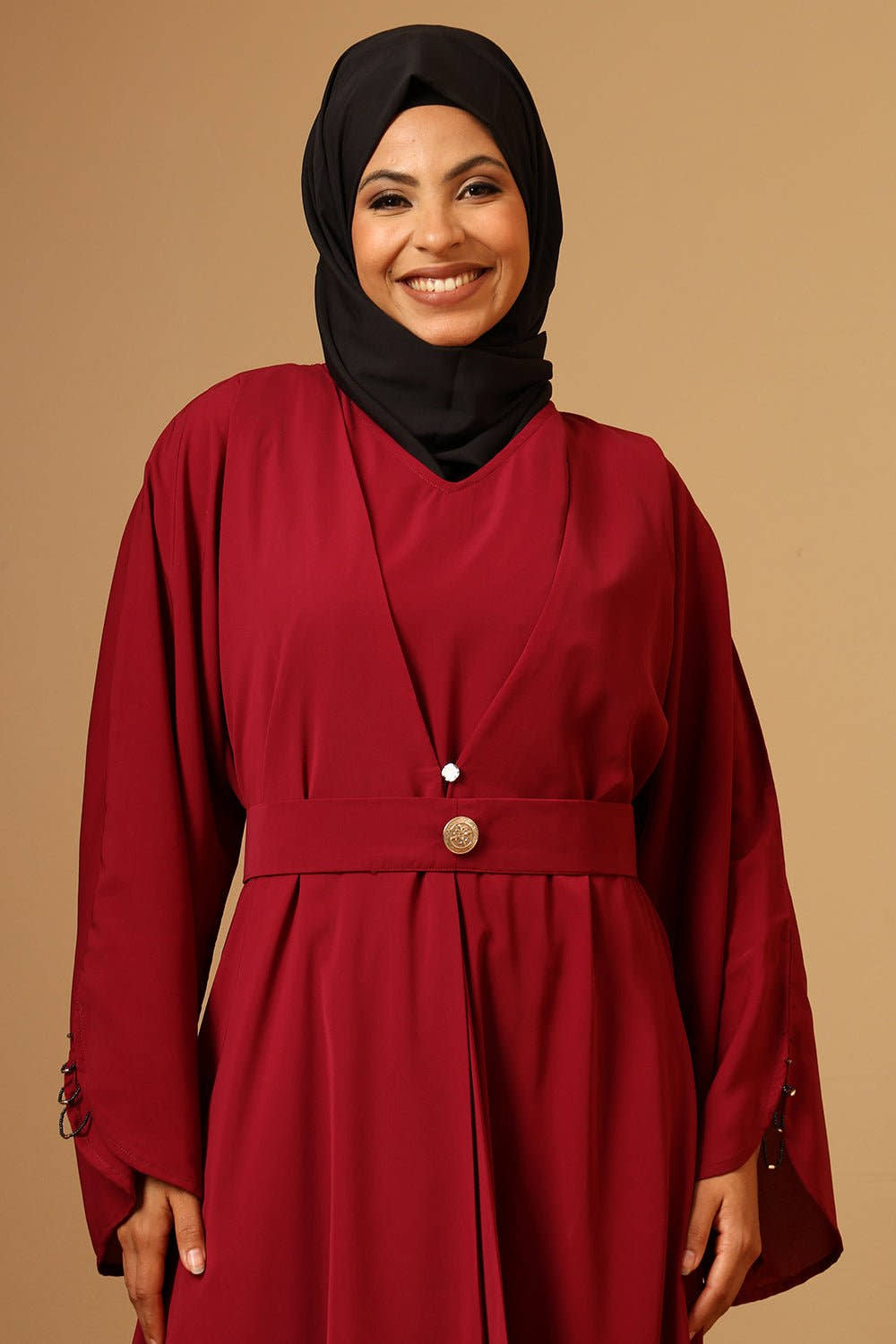 Dubay style modest abaya with inner and belt - EastEssence.com