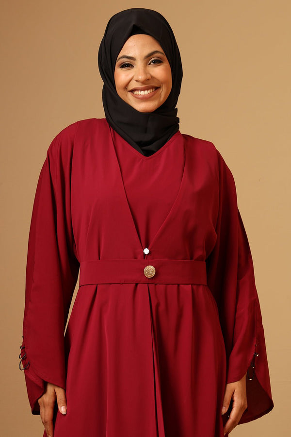 Dubay style modest abaya with inner and belt - EastEssence.com