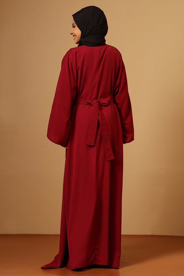 Dubay style modest abaya with inner and belt - EastEssence.com