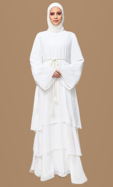 Islamic Layered Detail Abaya with Belt
