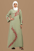 Ensemble robe abaya évasée et hijab avec panneau en dentelle