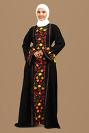 Ensemble robe abaya évasée et hijab avec panneau en dentelle