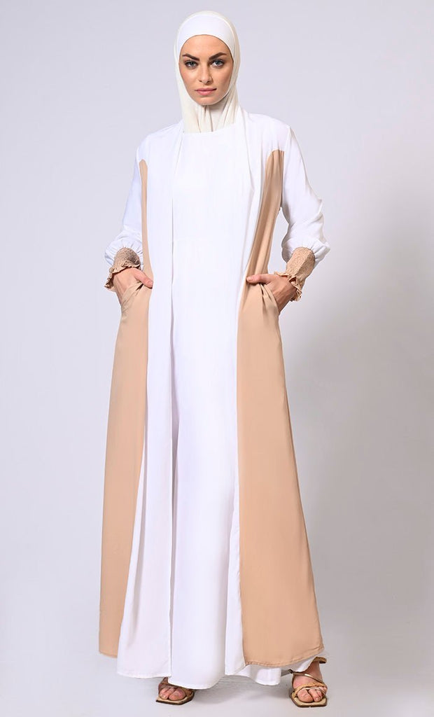 Effortlessly Stylish: Princess Cut Front open Sand Shrug with Lining & Pockets - Final Sale - EastEssence.com