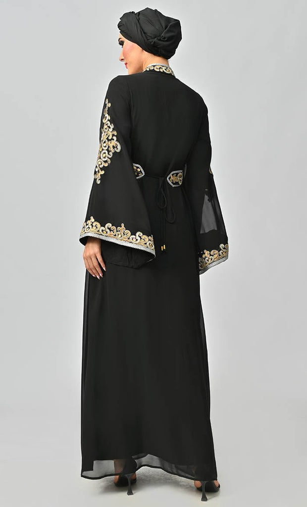 Egypt Moroccan Style Detailed Embroidery On Georgette And Included Black Satin Inner - Final Sale - EastEssence.com